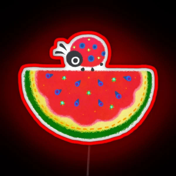 Watermelon And Ladybugs RGB Neon Sign