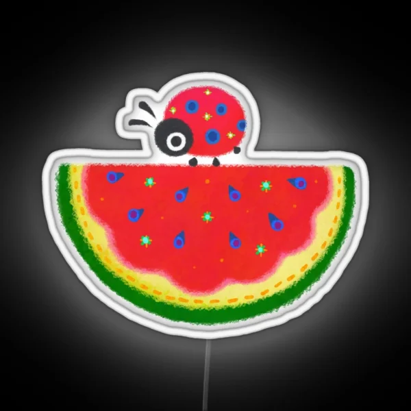 Watermelon And Ladybugs RGB Neon Sign