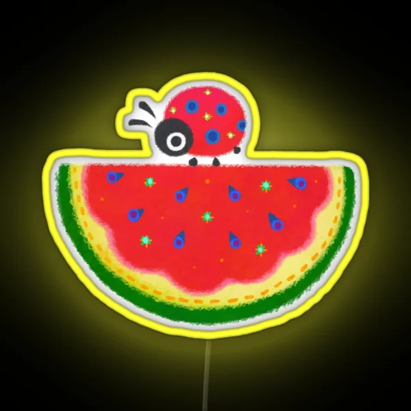 Watermelon And Ladybugs RGB Neon Sign