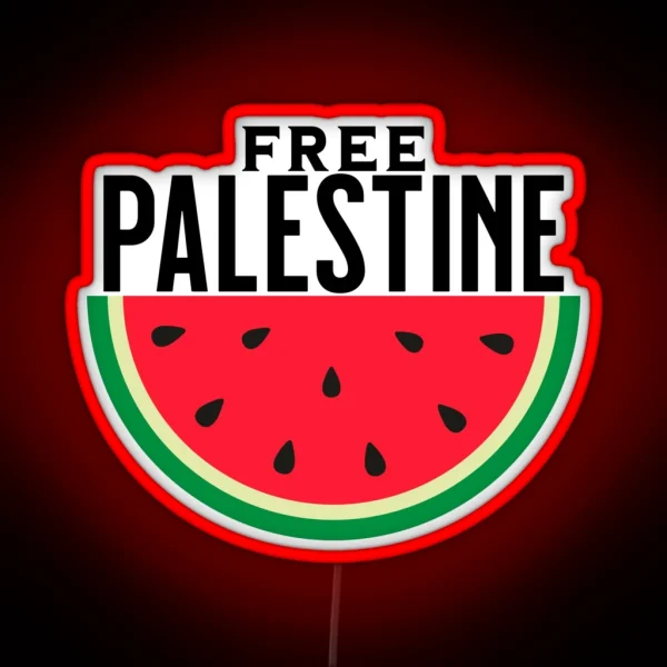 Watermelon Free Palestine Free Gaza Arabic RGB Neon Sign