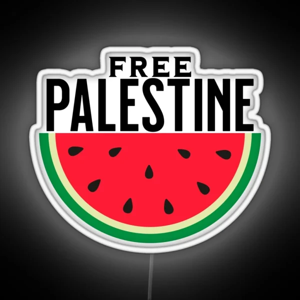 Watermelon Free Palestine Free Gaza Arabic RGB Neon Sign