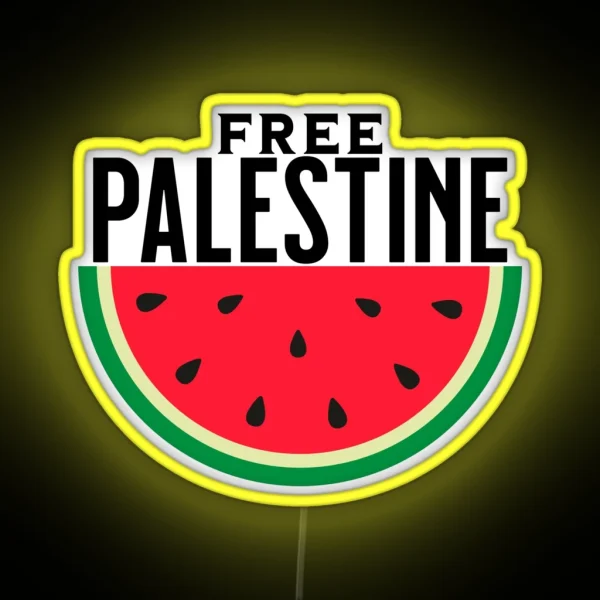 Watermelon Free Palestine Free Gaza Arabic RGB Neon Sign