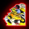 Colorful wave of warblers in bright vibrant RGB neon glow.