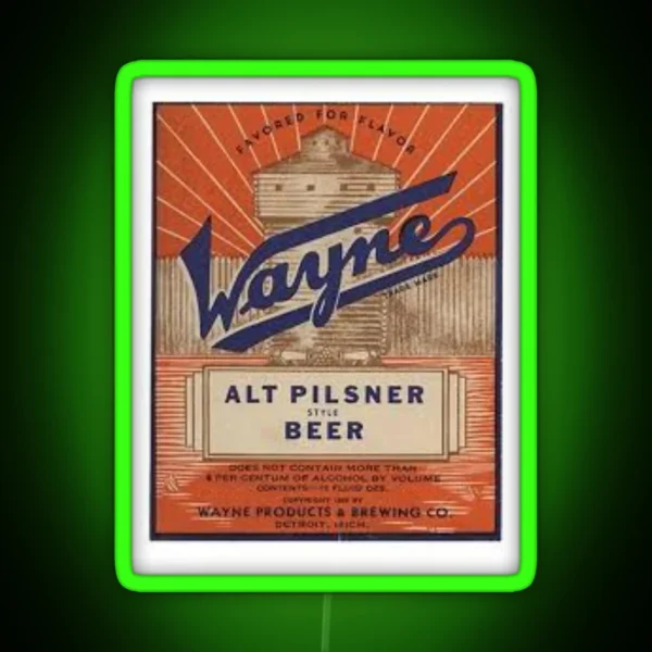 Wayne Pilsner Style Beer RGB Neon Sign