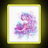 Eye-catching RGB Neon Sign Displaying Whimsical Quote 'We're All Mad Here'
