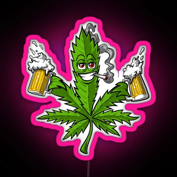 Weed Leaf Beer Lover RGB Neon Sign