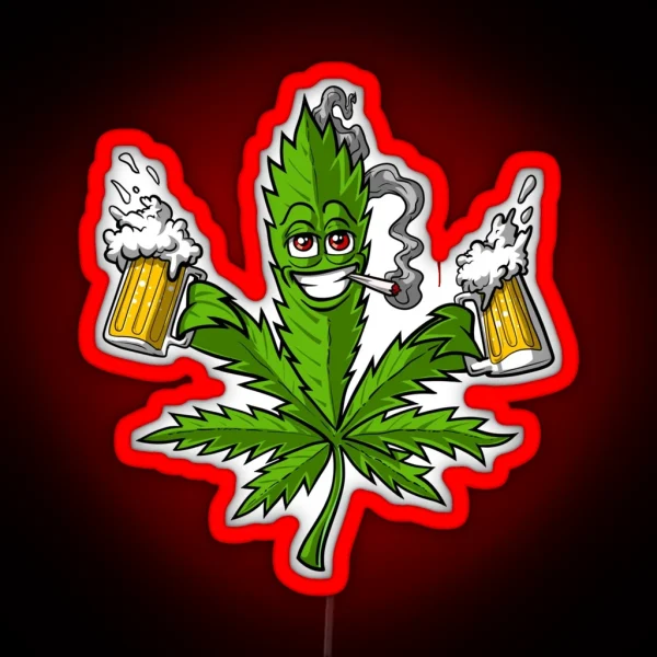 Weed Leaf Beer Lover RGB Neon Sign