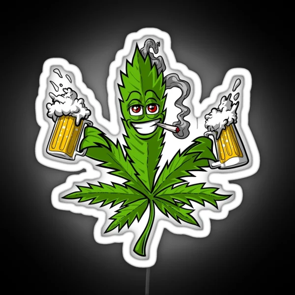Weed Leaf Beer Lover RGB Neon Sign