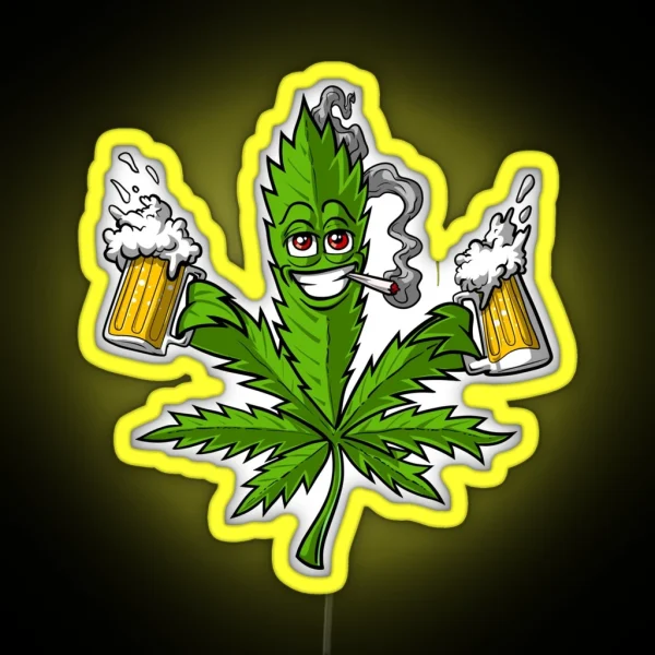 Weed Leaf Beer Lover RGB Neon Sign