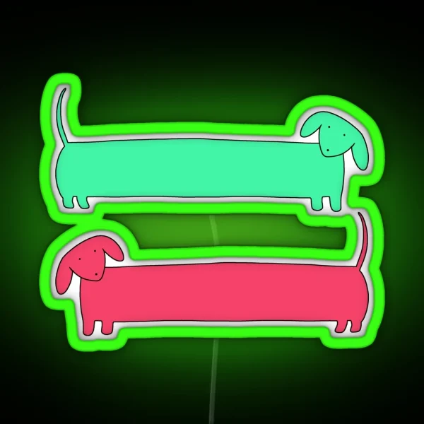 Weiner Dog Design RGB Neon Sign