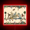 Whimsical medieval bestiary featuring fantastical creatures making music together at night