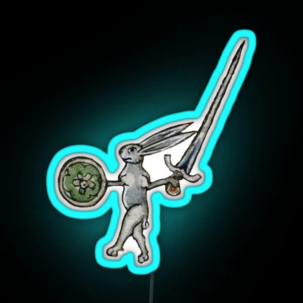 Weird Medieval Killer Rabbit With Sword RGB Neon Sign