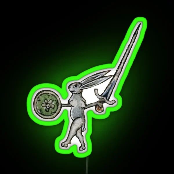 Weird Medieval Killer Rabbit With Sword RGB Neon Sign