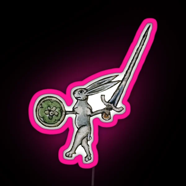 Weird Medieval Killer Rabbit With Sword RGB Neon Sign