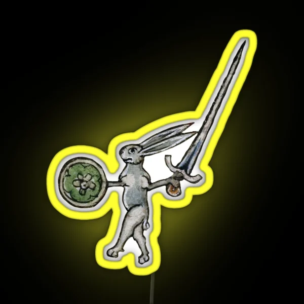 Weird Medieval Killer Rabbit With Sword RGB Neon Sign
