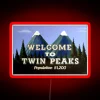 Elegant Twin Peaks themed RGB glowing neon hotel lobby sign