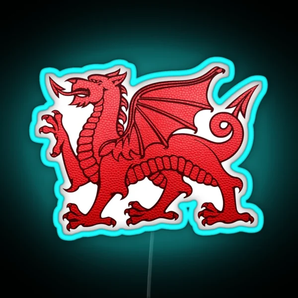 Welsh Red Dragon Leather Texture RGB Neon Sign