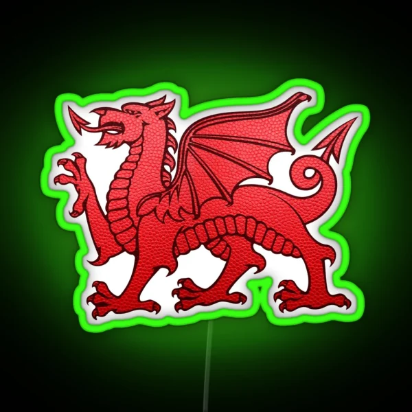 Welsh Red Dragon Leather Texture RGB Neon Sign