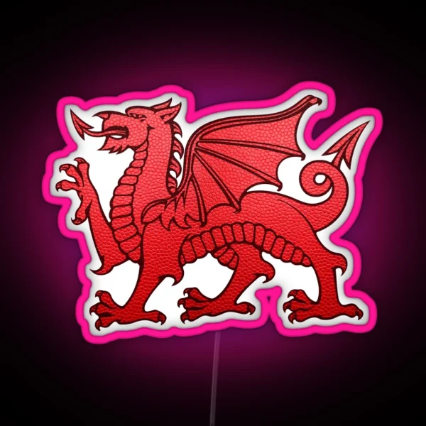 Welsh Red Dragon Leather Texture RGB Neon Sign