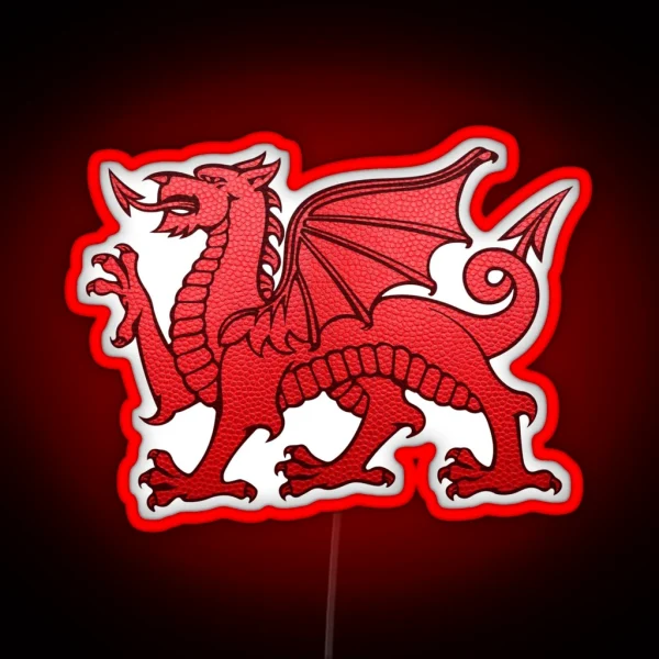 Welsh Red Dragon Leather Texture RGB Neon Sign