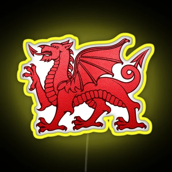 Welsh Red Dragon Leather Texture RGB Neon Sign