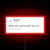 Quotable hip-hop lyrics in bold RGB illuminated wall art