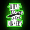 Neon Kitchen Sign for Dinner Laughter with Whimsical Fork Design