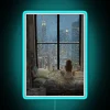 Whimsical Snowfall Accent Wall Decor with Vibrant RGB Neon Lighting
