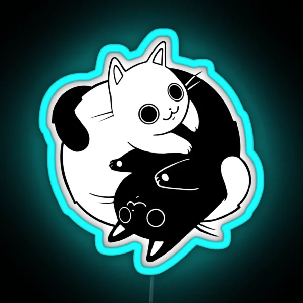 When Opposite Kitties Attract RGB Neon Sign