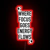 Neon affirmations sign for manifestation and energy flow management practice.