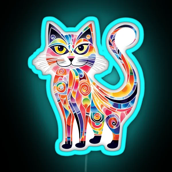 Whimsical Cat 1 RGB Neon Sign