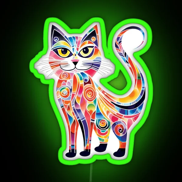 Whimsical Cat 1 RGB Neon Sign