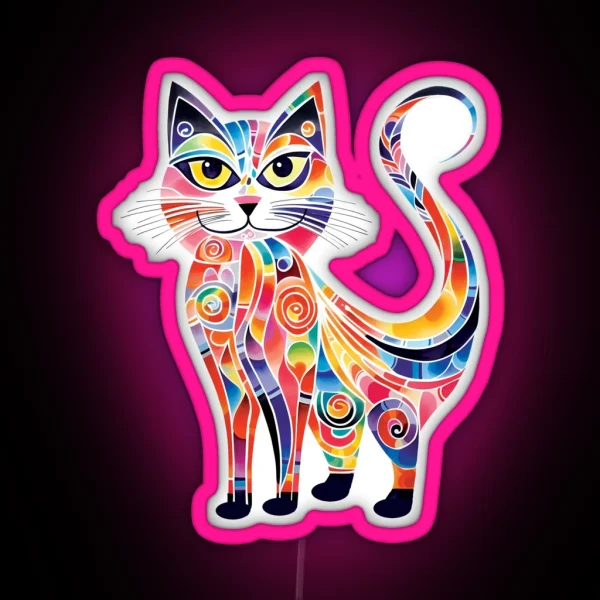 Whimsical Cat 1 RGB Neon Sign