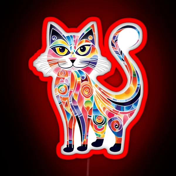 Whimsical Cat 1 RGB Neon Sign