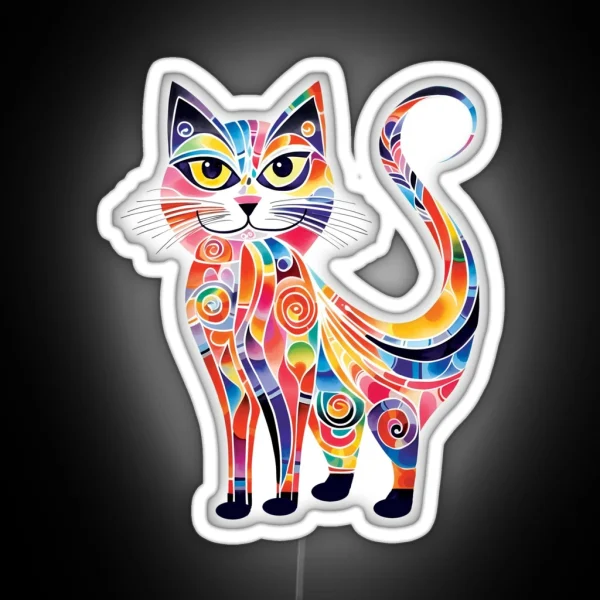 Whimsical Cat 1 RGB Neon Sign