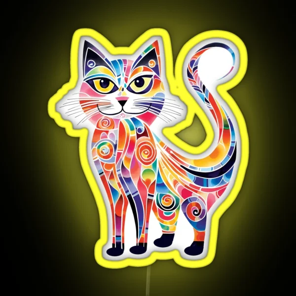 Whimsical Cat 1 RGB Neon Sign