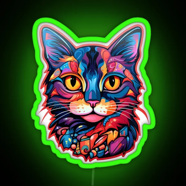 Whimsical Cat Bursting With Colour And Charm RGB Neon Sign