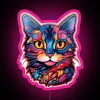 Whimsical colorful feline illuminates spaces with vibrant neon glow instantly.
