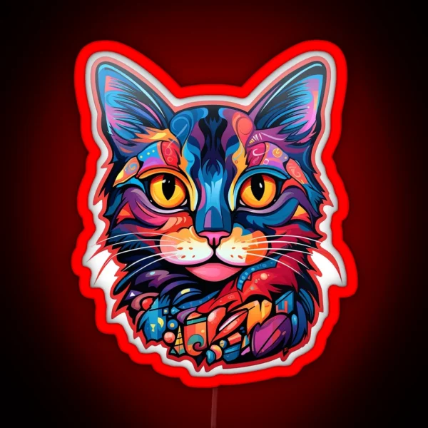 Whimsical Cat Bursting With Colour And Charm RGB Neon Sign
