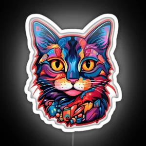 Whimsical Cat Bursting With Colour And Charm RGB Neon Sign