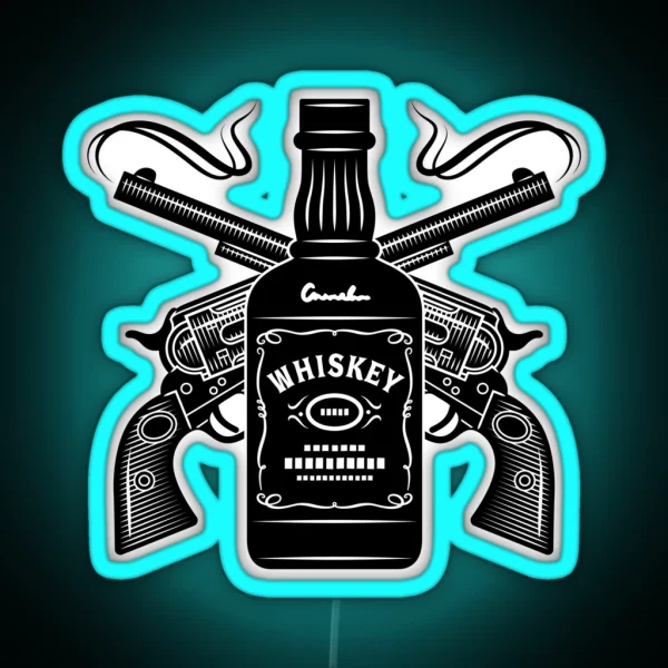 Whiskey And Guns RGB Neon Sign