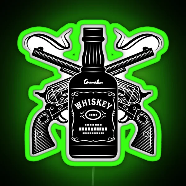 Whiskey And Guns RGB Neon Sign