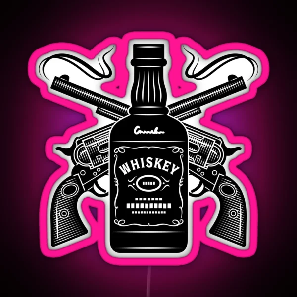 Whiskey And Guns RGB Neon Sign