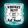 Whiskey-fueled rebellion neon sign with vibrant RGB color scheme.