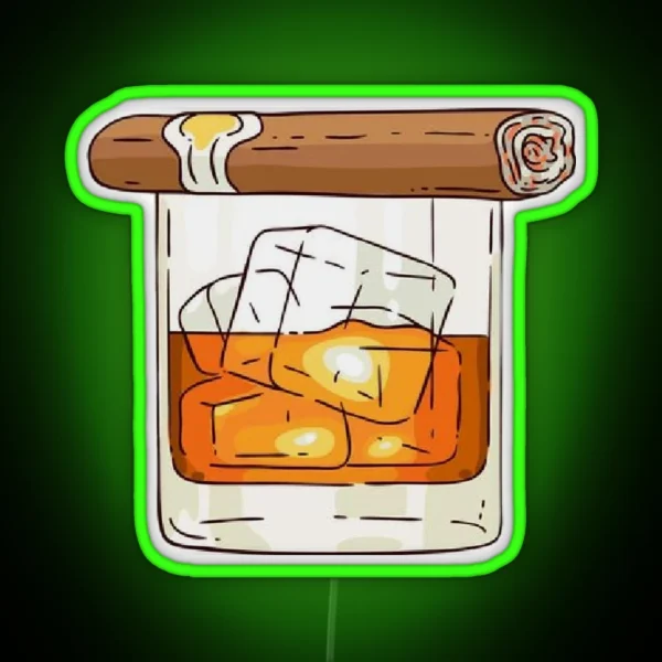 Whiskey Cigar RGB Neon Sign