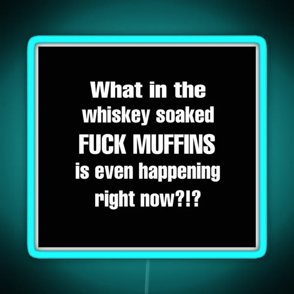 Whiskey Muffins White Text RGB Neon Sign