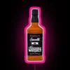 Unique whiskey bar decor with dynamic colorful neon rgb lighting