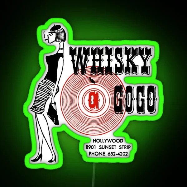 Whisky A Go Go Vintage Poster Restoration Digital Painting Retro Band Gig Poster RGB Neon Sign