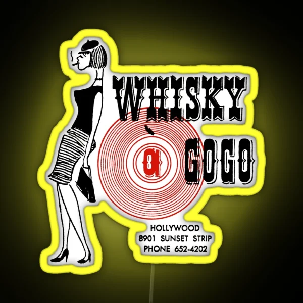 Whisky A Go Go Vintage Poster Restoration Digital Painting Retro Band Gig Poster RGB Neon Sign