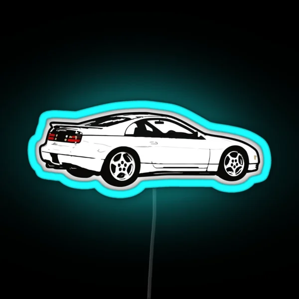 White 90s N Sportcar RGB Neon Sign